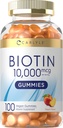 Carlyle Biotin 1000063 Gummies | 100 Count | Peach Flavor Supplement | Vegan, Non-GMO, Gluten Free