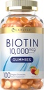 Carlyle Biotin 1000063 Gummies | 100 Count | Peach Flavor Supplement | Vegan, Non-GMO, Gluten Free