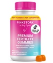 Pink Stork Ferttitude Gummies for Women – Pineapple Mango Flavor, Conception Support with Myo-Inositol, CoQ10, Folate, çinko, Vitamin D, B6, B12 - Hormonal & Reproductive Health Supplement – 60 Gummies