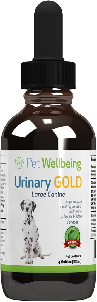 Pet Wellbeing Urinary Gold for Dogs - Vet-Formulated Multi-Herb Urinary Tract Support - Bladder Health & Urinary System Wellness - Ολιστική συμπλήρωμα σκύλου - Υγρή Φόρμουλα 4 oz (118 ml)