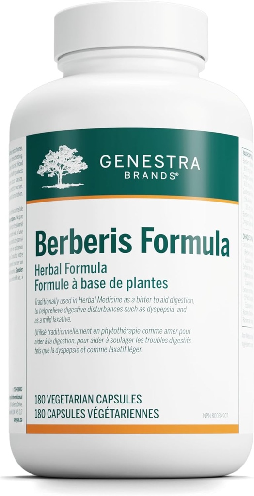 Genestra Brands Berberis Formula | Barberry, Goldenseal ve Oregon Grape Herbal Supplement | 180 Capsules