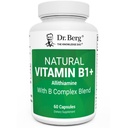 Dr. Berg Natural Vitamin B1 B6 B12 Kompleks - Allithiamin Vitamin B1 Supplement with 8 Essential B Complex for Men & Women Including Thiamin, Niacin, Folate, ve Magnezyum & 60 Capsules