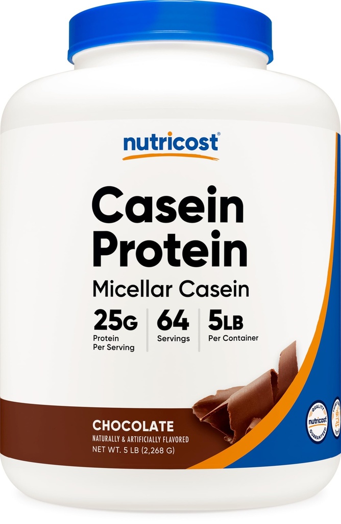 Nutricost Casein Protein Toz 5lb Chocolate - Micellar Casein, Gluten Free, Non-GMO