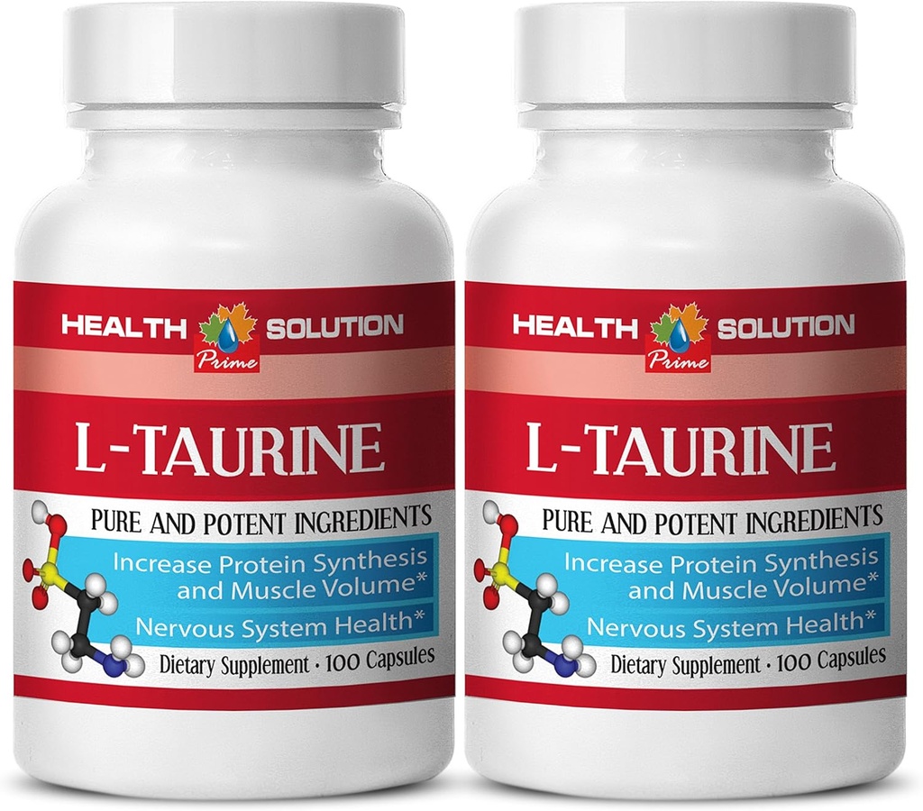 Taurine b6 - L-TAURINE 500MG - yalın kas kütlesi, Taurin Supplement, Essential Amino Asits, Focus and Energy ATM, Memory Support, güçlü antioksidan, Detox hapları, 2 Bot 200 Capsules