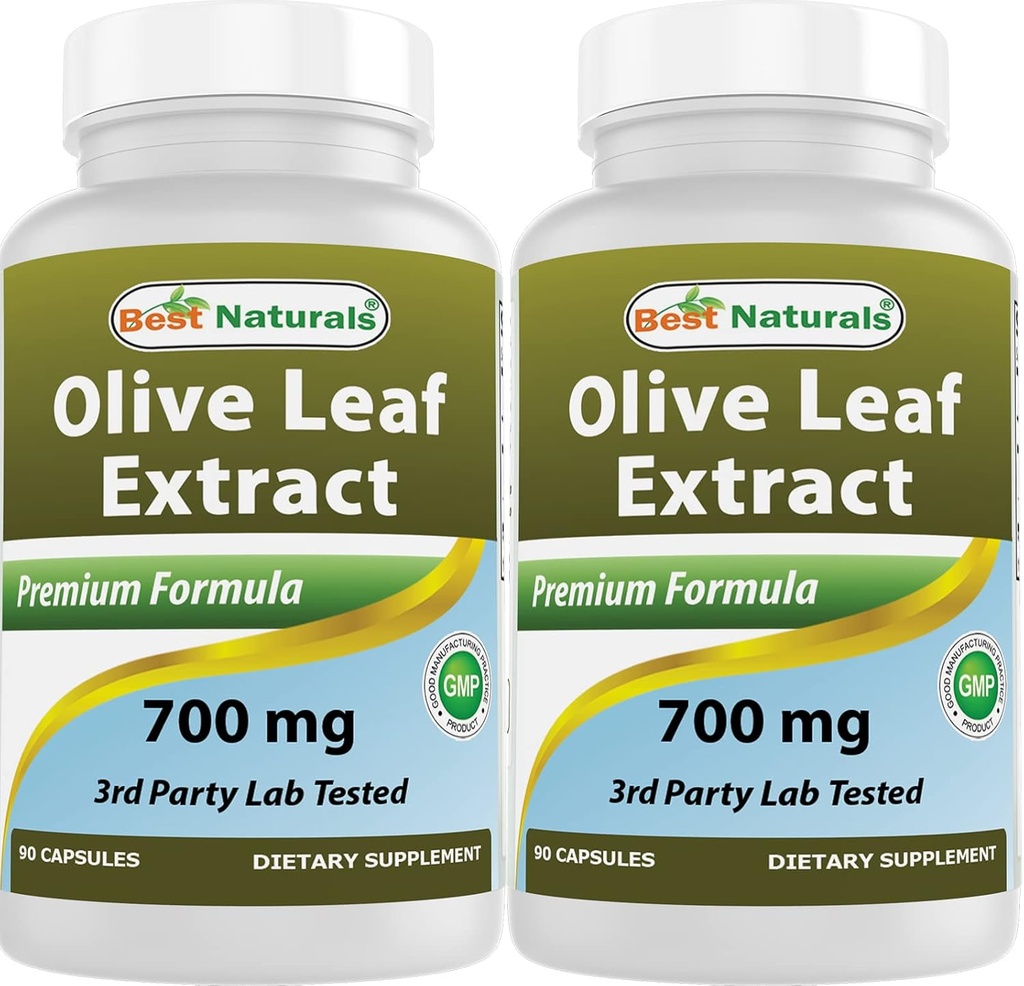 Best Naturals 2 Συσκευασία Olive Leaf Extract 700mg 90 κάψουλες (Σύνολο 180 κάψουλες)