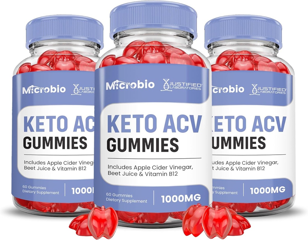 Justified Laboratories (3 Pack Microbio Keto ACV Gummies Advanced Formula 1000MG Micro Bio Chem Gummies Apple Cider Vinegar Formulated with Pomegranate Beet Juice B12 Vegan Non GMO 180 Gummys
