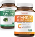 Super Greens & Vitamin C (1-Month Supply) Greens & C Synergy Sche of Organic Super Greens Toz - Tamam Superfood (60 Capsules) & & C Immune Support (60 Vegetarian Caps) (Non-GMO)