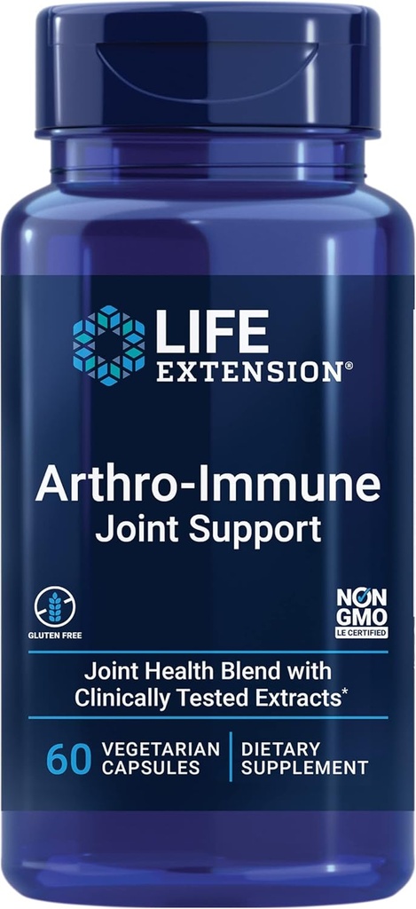 Life Extension Arthro-Immune Ortak Destek, Curcumin EliteTM Turmeric Extract, Andrographis panulata, Supports Mobility and Flexability, Vegetarian, Gluten Free, Non-GMO, 60 Capsules