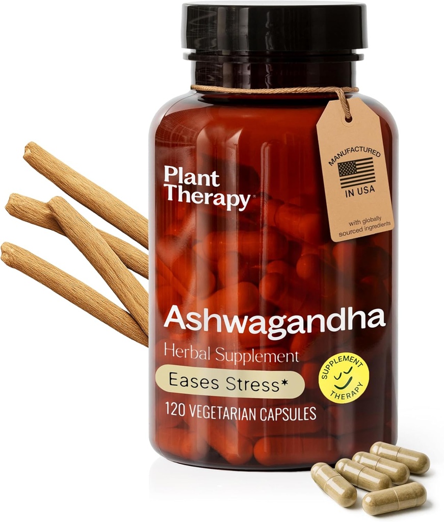 Plant Therapy Ashwagandha Capsulesd in USA 4 Moon Supply Promosyonation and Duygusal Denge Supplements for Women & Men 120 Vegetarian Capsules