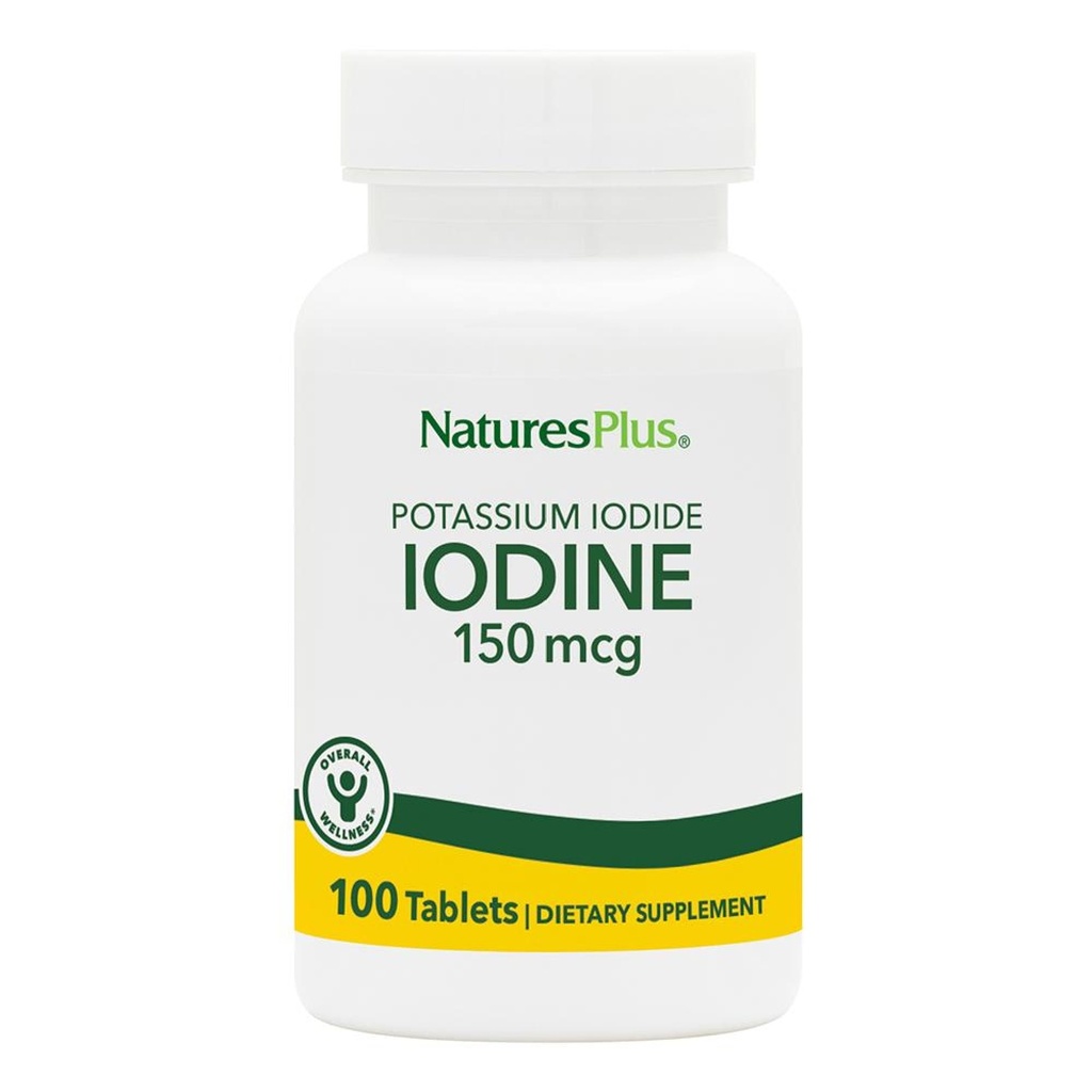 NaturesPlus Ιωδιούχο κάλιο - 150 mcg, 100 Vegan δισκία - Thyroid συμπλήρωμα υποστήριξης, υποστηρίζει την αναπνευστική υγεία - χορτοφάγους, χωρίς γλουτένη - 100 σερβιρίσματα