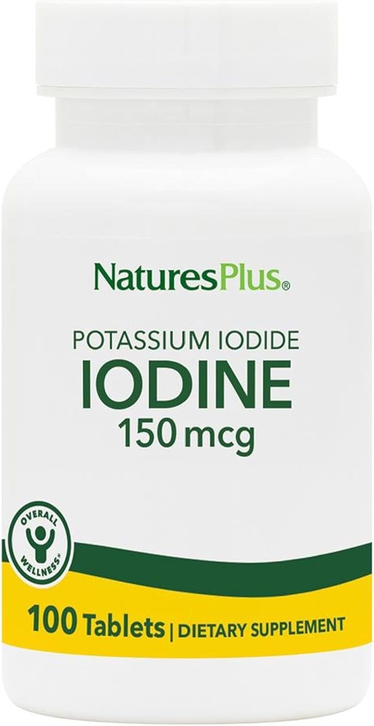 NaturesPlus Ιωδιούχο κάλιο - 150 mcg, 100 Vegan δισκία - Thyroid συμπλήρωμα υποστήριξης, υποστηρίζει την αναπνευστική υγεία - χορτοφάγους, χωρίς γλουτένη - 100 σερβιρίσματα
