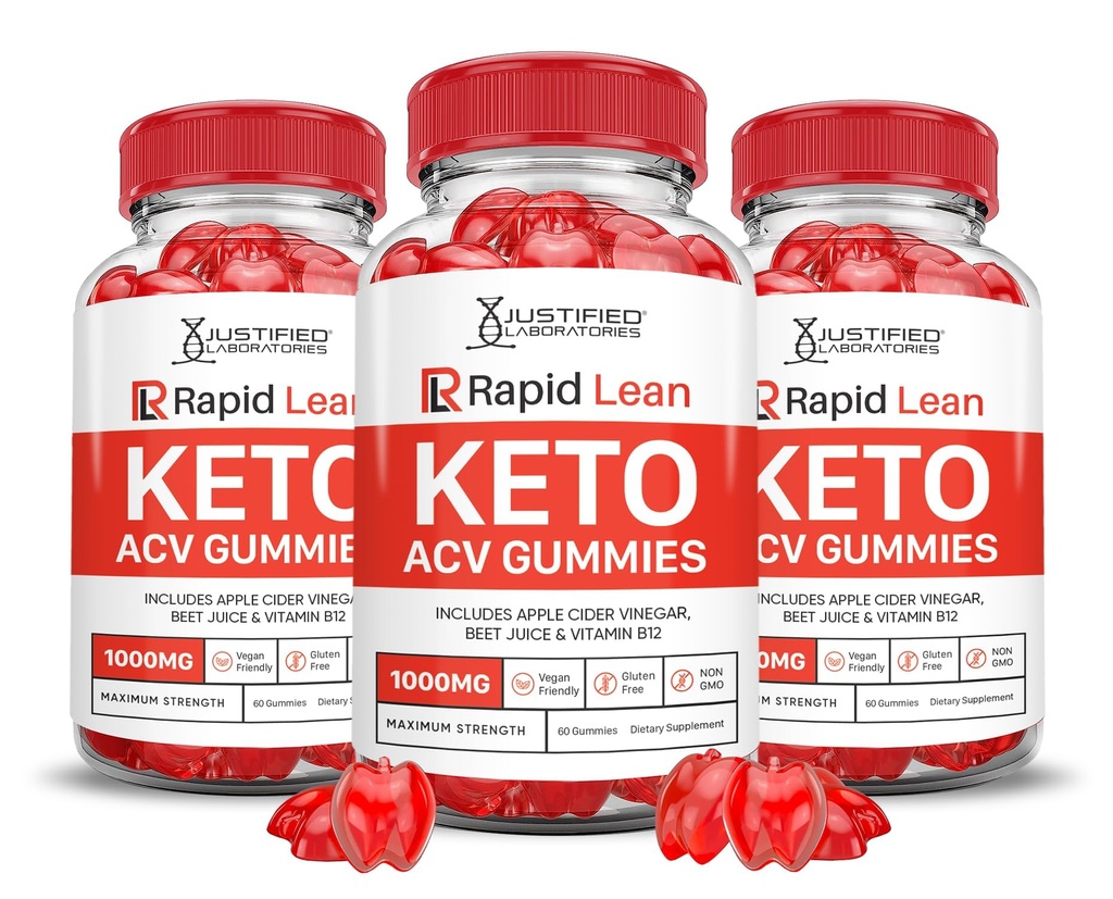 Justified Laboratories (3 Pack Rapid Lean Keto ACV Advanced Formula 1000MG Keto Gummies Apple Cider Vinegar Formulated with Pomegranate Beet Buice Powder B12 Vegan Non GMO 180 Gummies