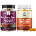 Ekstra Kuvvetli Hawthorn Berry Capsules - Digestion and Heart Health Supplement and Turmeric Gummies for Yetişkinler Peach Flavor - Ekstra Güçlü Ortak Destek Gummies