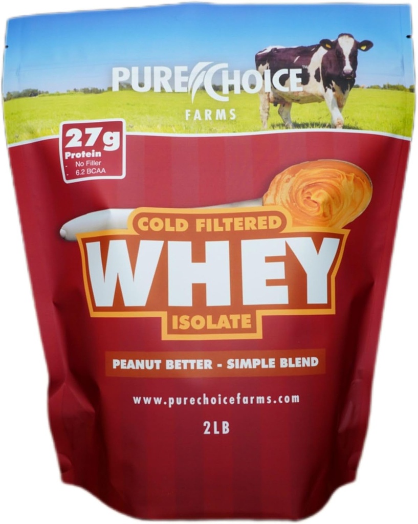 Pure Choice Peanut Butter Whey Isolate Protein Toz, 28g Protein & Low Fat, En İyi Soğuk Filtrelenmiş & Undenatured Whey, No Fillers Or Yapay Sweeteners (Peanut Better, 2 lb)