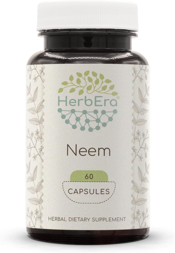 HerbEra Neem 60 Capsules, 500 mg, Neem (Azadirachta Indica) Kuru Yaprak (60 Capsules)