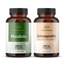 HERBAMAMA Rhodiola Rosea ve Ashwagandha Kit - 1000 mg Rhodiola Rosea Capsules &1500 mg Ashwagandha Root Capsules - Vegan, Non-GMO, Gelatin-Free - 2 Pack