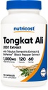 Nutricost Tongkat Ali 1.000 mg 120 Capsules - Tribulus Terrestris ve BioPerine, Vejetaryen Caps, Non-GMO, Gluten Free, Potent Ekstraksiyon