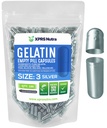 XPRS Nutra Boyutu 3 Boş Kapsüller - 100 Kont Boş Gelatin Capsules - Pills DIY Capsule - Pure Bovine Pill Gel Caps For Do-It- Yourself Supplements (Silver)