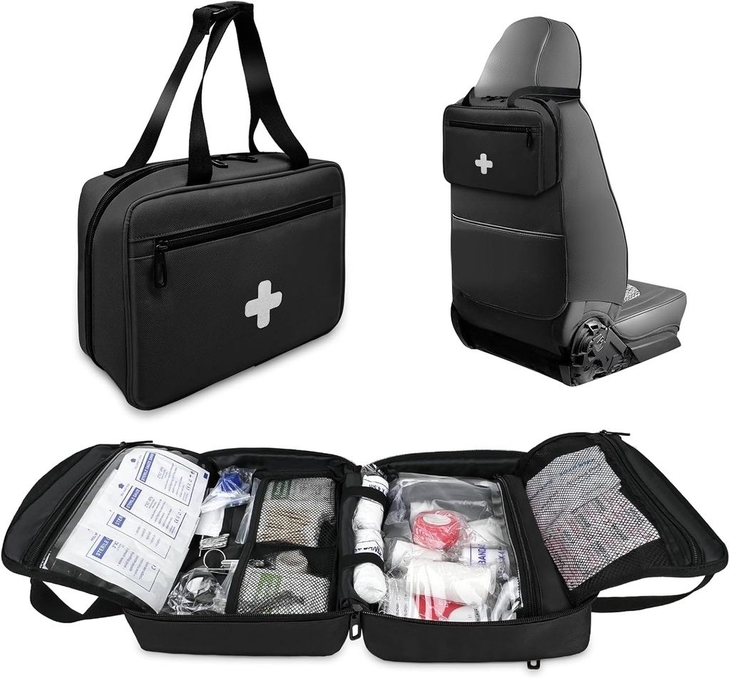 İlk Yardım Bag Boş, Compact ve Portatif Tıbbi Malzemeler Birden Çok Karşılaştırmalı, Seyahat Için Acil Travma Bag, Kamp, Hiking, Araba, Seyahat ve Ev Kullanımı, Black (Bag Only)