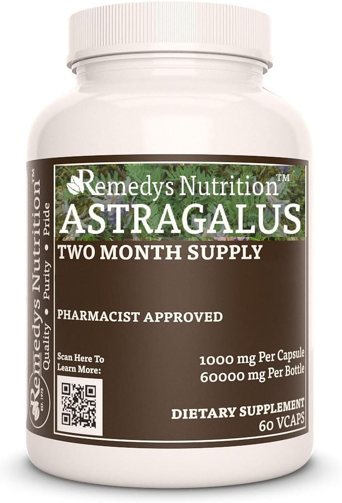 Astragalus Remedy's Nutrition MEGA Strength 1. 000 mg ανά καψάκιο/60.000 mg ανά φιάλη Vegan VCaps
