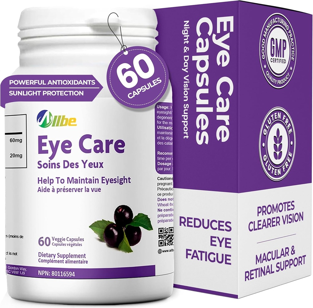 Eye Care Capsules, 60 Lutein 20 mg ve Maqui Berry 60 mg Hizmet, Yetişkinler için Eye Health Supplements