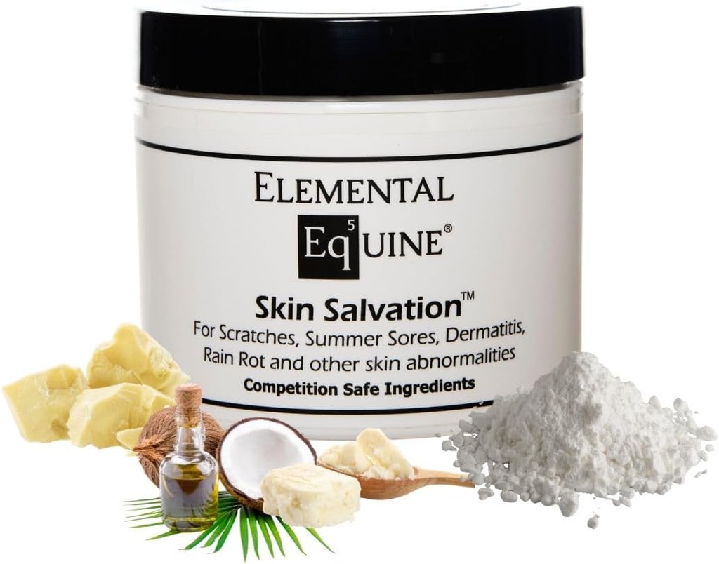 Elemental Equine Skin Salvation 4oz for Horses - Combats Flamees, Mud Fever, Summer Sores, Dermatitis, Summer Crud, Cannon Bone Gunk ve Ats'taki Benzer Skin Sorunları