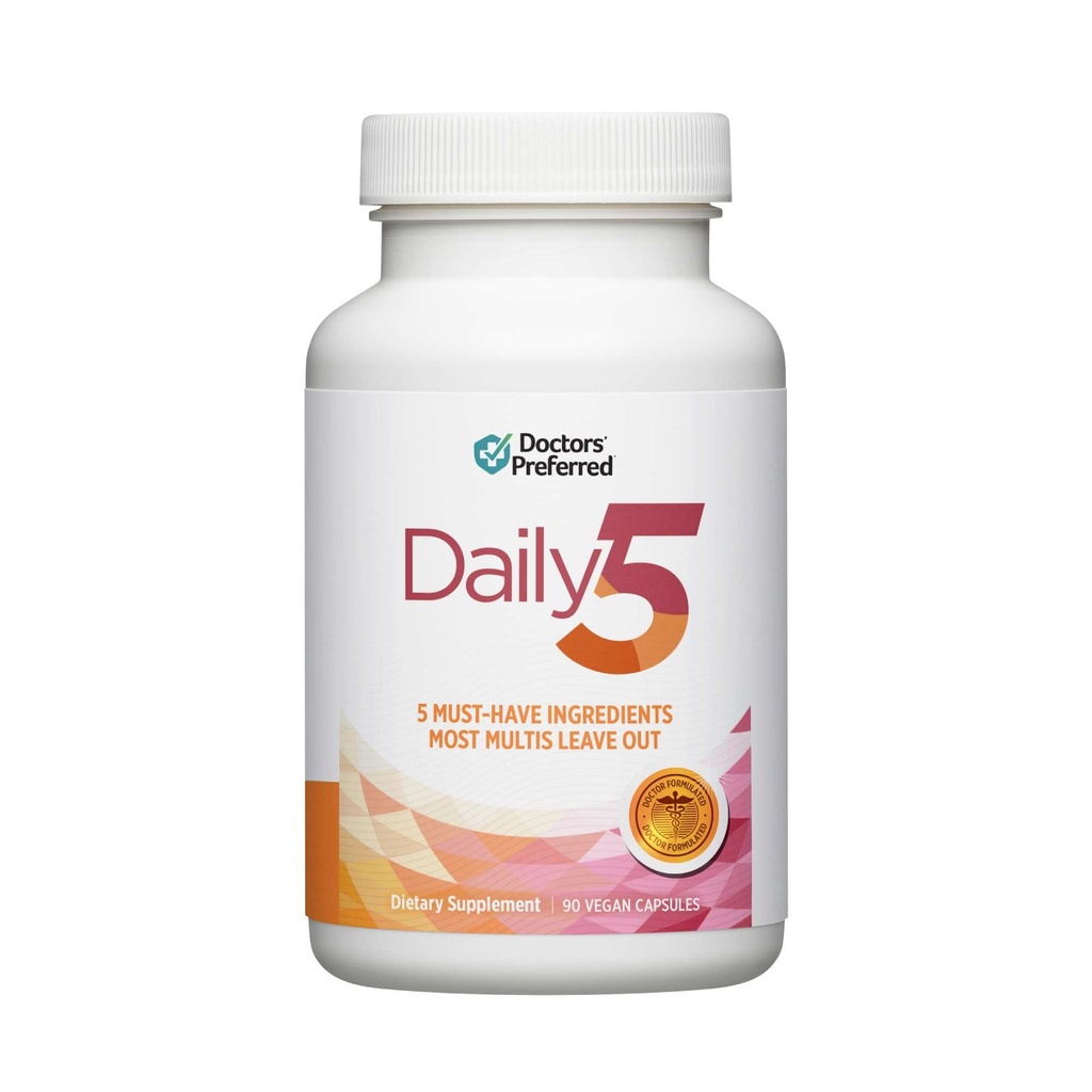 DOCTERS' PREFERRED Günlük5 Kadınlar ve Erkekler için Çokvitamin, Klinik Olarak Geçerli Malzemeler, Kalp, Ortaklar, Circulation, 90 Vegan Capsules