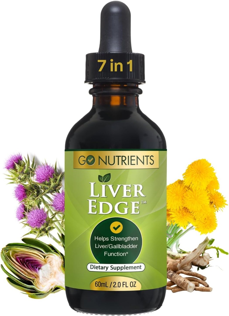Go Nutrients Liver Edge – Γάλα Thittle συμπλήρωμα για τον καθαρισμό του ήπατος, Detox & επισκευή με εκχύλισμα Artichoke για την υγεία & λιπαρή υποστήριξη του ήπατος, οργανικές σταγόνες υγρό & βάμμα - 2 oz, 48 εξυπηρετούν