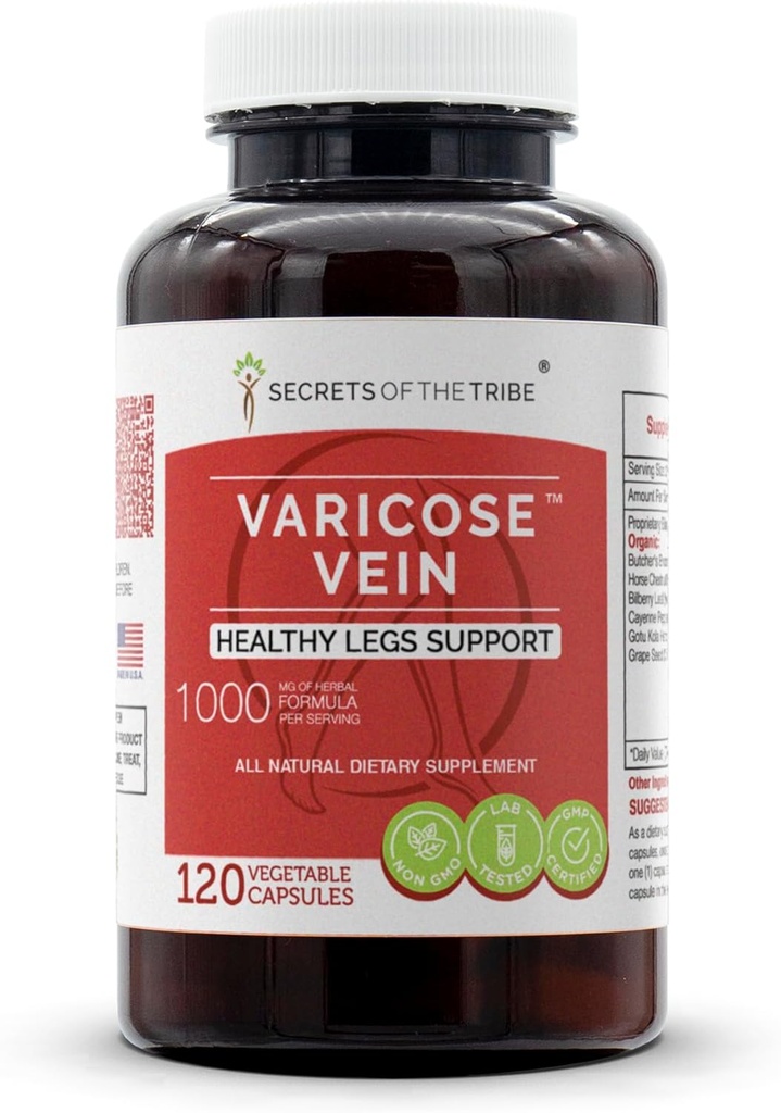 Kabilenin Sırları - Varicose Vein, Sağlıklı Yasalar Desteği, Herbal Supplement Blend (120 Capsules)