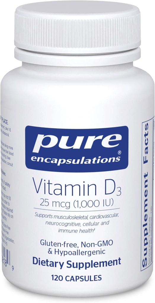 Saf Encapsulations Vitamin D3 25 mcg (1,000 IU) - Kemik, Ortak, Kalp, Kolon ve Immune Health - Premium Vitamin D - 120 Capsules