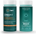 iwi Omega-3 Sport & Brain Omega-3 Sche, 30 Hizmet, Vegan Plant-Based Algae Omega 3 with EPA + DHA, Krill & Fish Oil Alternative, No Fishy Aftertaste