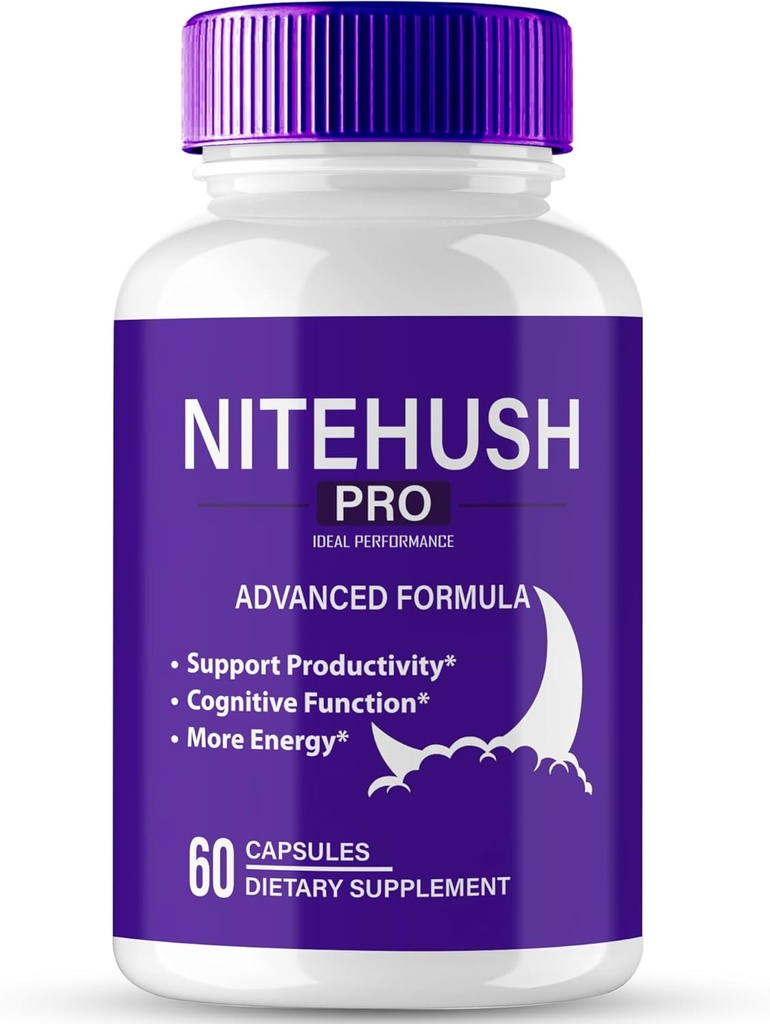 Nite Hush Pro Brain Supplements for Memory and Focus Capsule Capsules, NiteHush Advanced Formula Brain Health Support - En Güçlü Nootropics NiteHushPro All Natural Support Pills Yorumlar (60 Capsules)