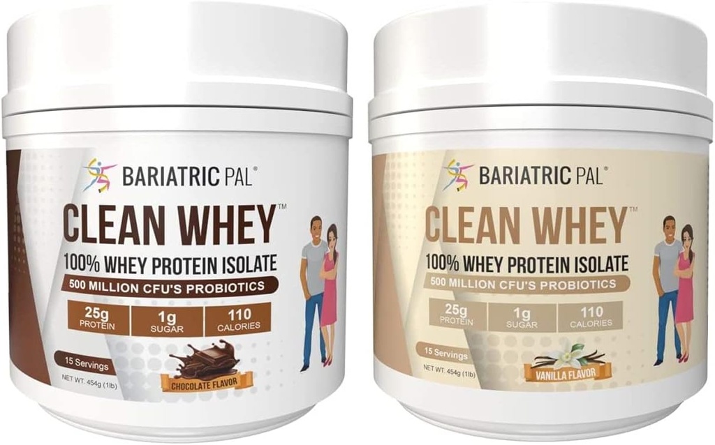 BariatrikPal Clean Whey proteini (25g) Probiyotiklerle - Çikolata ve Vanilla Çeşitli Paketi