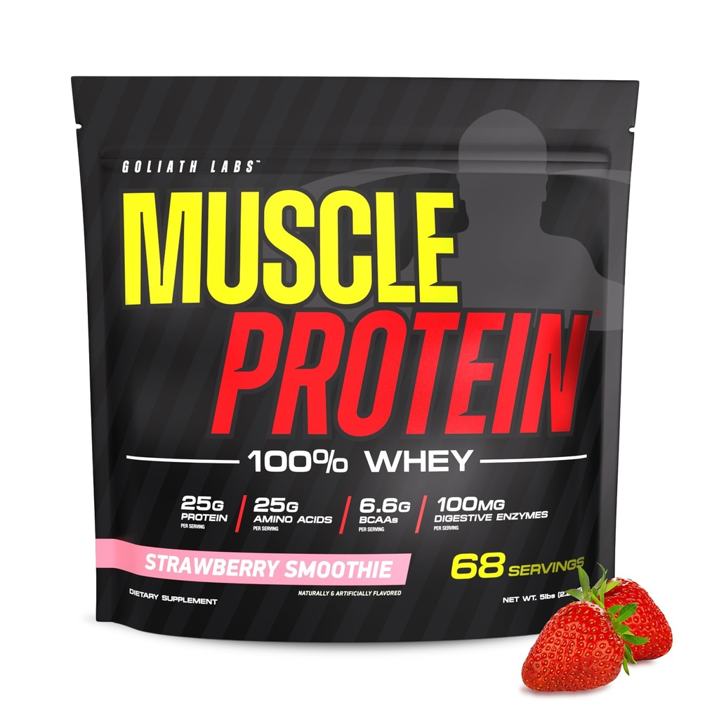 COLOSSAL LABS Muscle Protein Whey Toz [5 lbs/Pack of 1]– Soğuk Filtrelenmiş, 25g Pure Protein, 6.6g BCAAs (Pazar Mayıs Vary) (5LB, Strawberry)