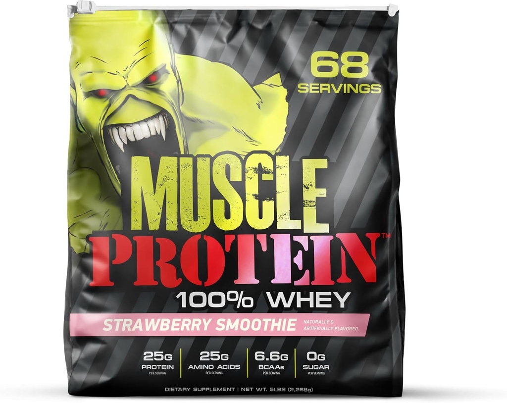 COLOSSAL LABS Muscle Protein Whey Toz [5 lbs/Pack of 1]– Soğuk Filtrelenmiş, 25g Pure Protein, 6.6g BCAAs (Pazar Mayıs Vary) (5LB, Strawberry)