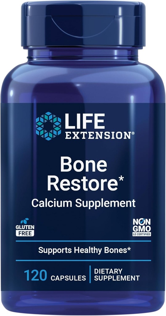 Life Extension Bone Restoreelli Supplement, Vitamin D3, Magnezyum, Boron, çinko, Manganese, Silikon, Sağlıklı Kemik Yoğunluğu, Gluten-Free, Non-GMO, 120 Capsules