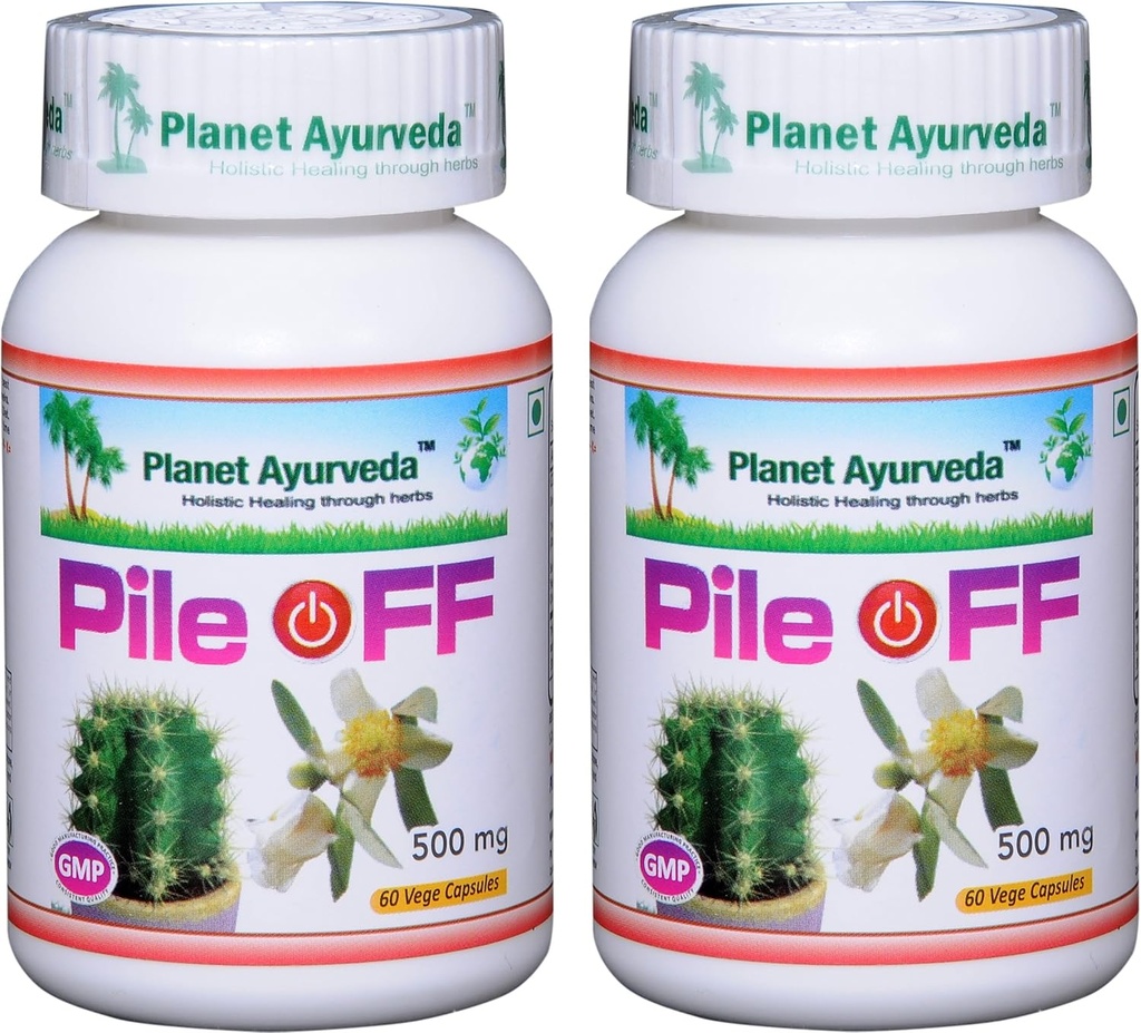 Planet Ayurveda Pile Off, 500 mg Veg Capsules - 2 Şişe