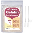 Size 1 Empty Gelatin Capsules with 2 Micro Spoons - 100 Count Empty Clear Capsule - Gel Pill Capsules for Powders Supplements