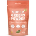 Super Greens Toz Superfood - Probiyotiks Prebiyotiks Digestive Enzymes ve 43 Green Superfoods - Chlorophyll Bilberry Chlorella Spirulina Grass - Tastes Amazing - 30 Hizmetler