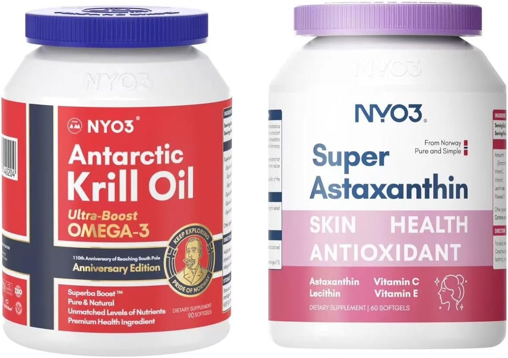 Krill Oil Omega 3 1000 mg softgels ve astaxanthin 12 mg antioksidan süvezeler
