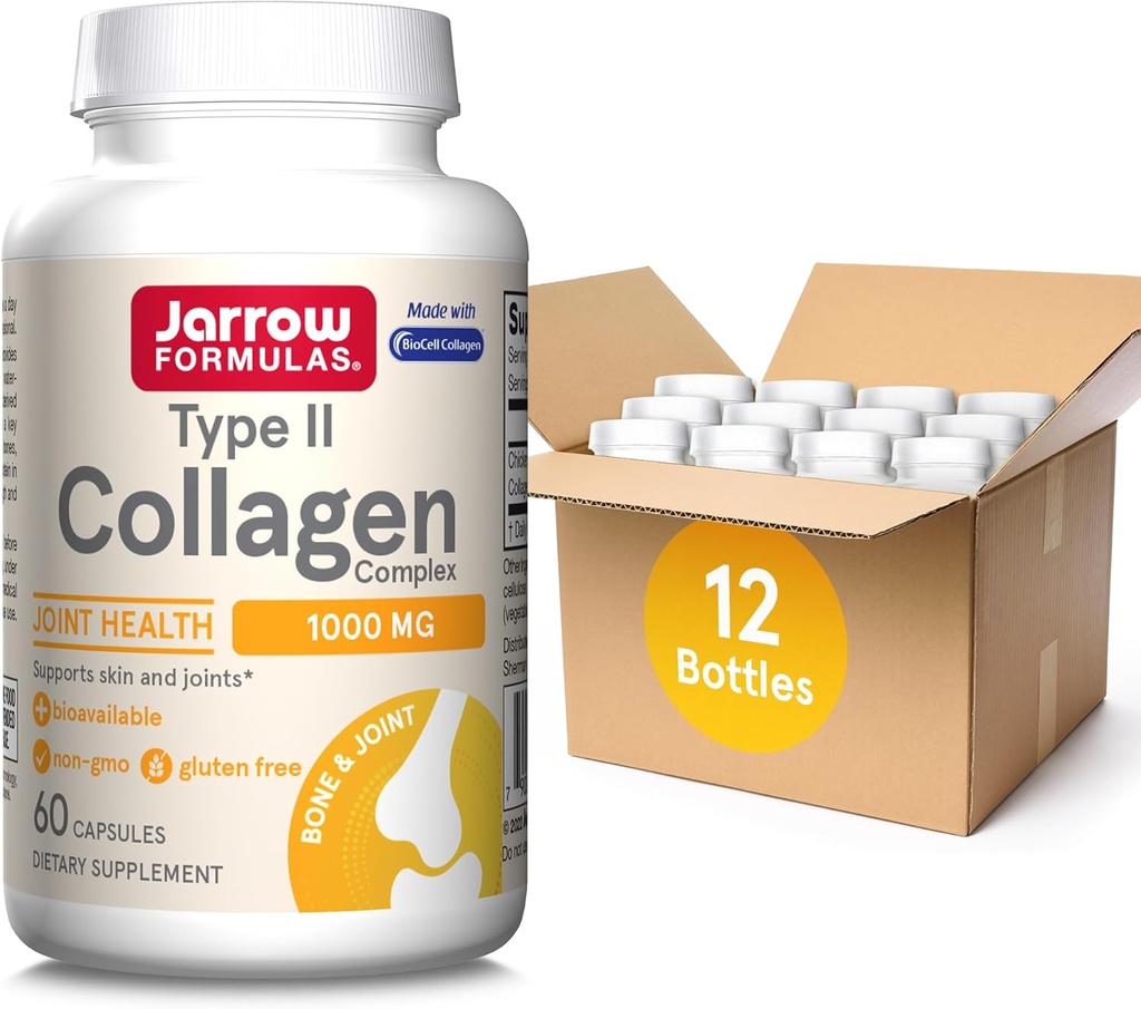 Jarow Formulas Type II Collagen Complex 1000 mg Συμπληρώματα, Υποστηρίζει το δέρμα και την κοινή υγεία, 60 κάψουλες, 30 ημέρες προσφοράς (πακέτο των 12)