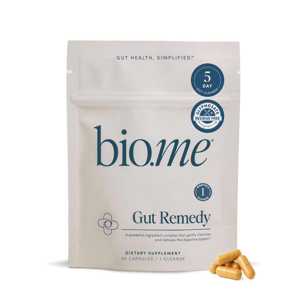 Biome Gut Remedy Capsules with Berberine (5 Gün Temiz, 1 Ay Supply, 30 Capsules), Gut Cleanse with Magnezyum Citrate, Immunolin, L-Glutamine - Rebalance Microbiome