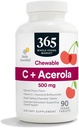 365 by Whole Foods Market, Chewable C + Acerola C 500 mg, Natural Cherry Flavor, Vegan, 90 Tablet