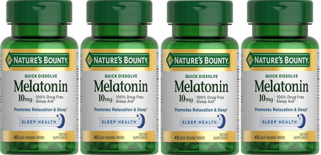 Nature's Bounty Melatonin 10 mg Quick Dissolve Tablets 45 ea (Pack of 4)
