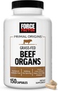 FORCE FACTOR Primal Origins Grass-Fed Beef Organları, Pasture-Raized Supplement with Liver, Kidney, Heart, Pancreas & Spleen, Hormon & Antibiyotik Free, Non-GMO, 3500 mg, 150 Capsules