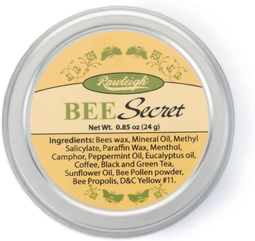 Rawleigh Bee Secret Soothing Balm: 0.85 oz, All- Natural Balm for Sore Muscles, Aches, Bites, Cold Sores, Headaches with Bee Wax, Pollen & Propolis + Peppermint & Eucalyptus Oils, Pack of 1