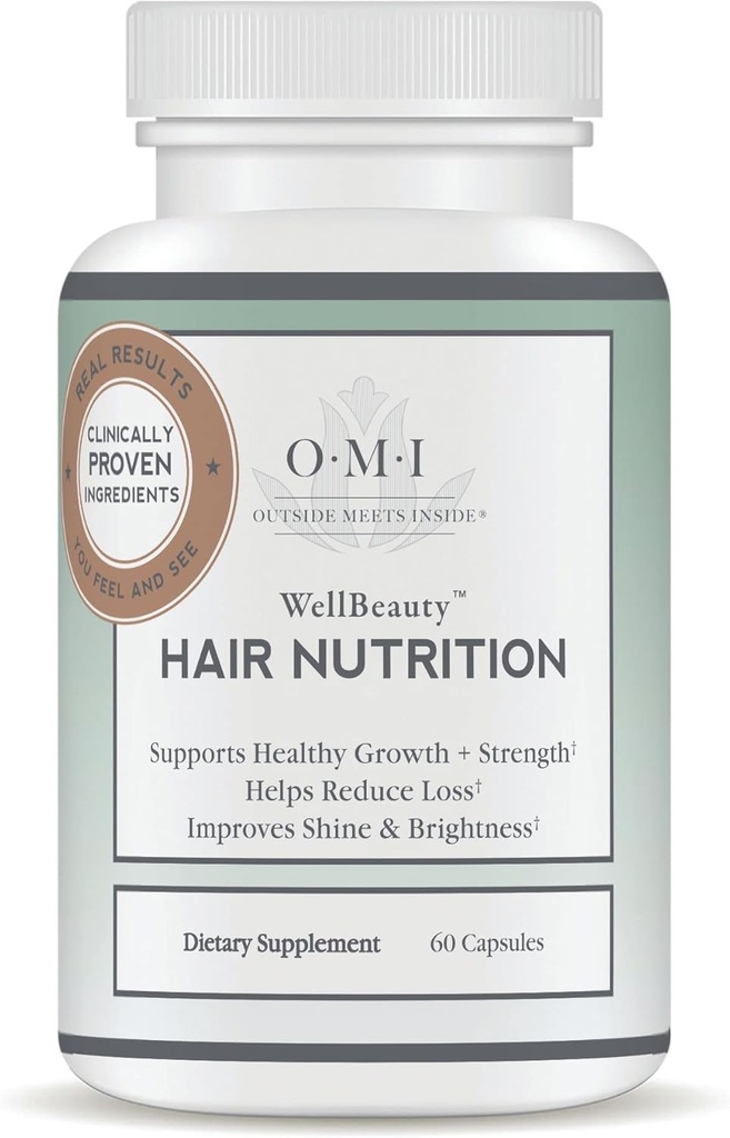 OMI WellBeauty Διατροφή μαλλιών, συμπλήρωμα ανάπτυξης μαλλιών για τις γυναίκες, κλινικά αποδεδειγμένα για τη μείωση της απώλειας μαλλιών, Doctor Formulated for Stronger Thicker Hair with Keratin, Biotin, Zinc, 1 μπουκάλι, 1-mo προμήθεια