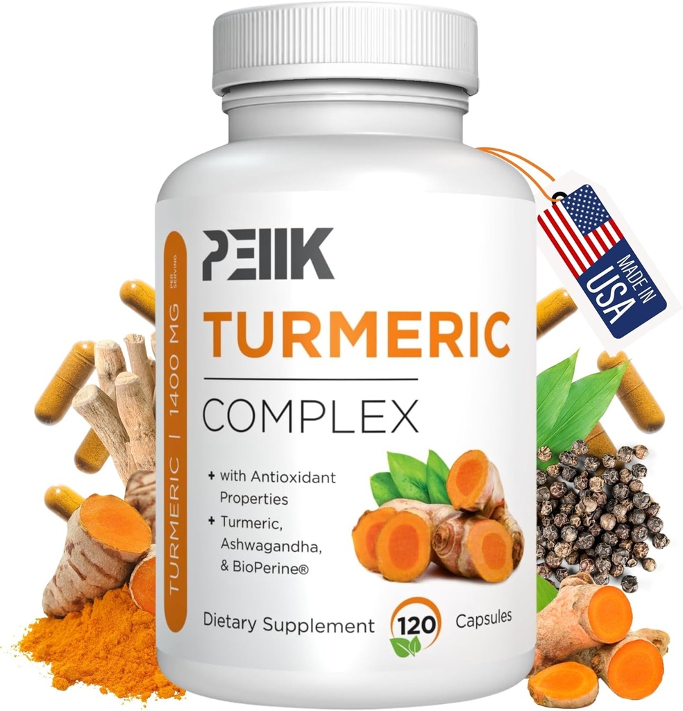 Turmeric Curcumin with Black Pepper & Ashwagandha - High Abxia Ultra Potent Turmeric Supplement with 95 Curcuminoids, BioPerine & Ashwagandha - Turmeric Capsules for Common Support 120 Capsules