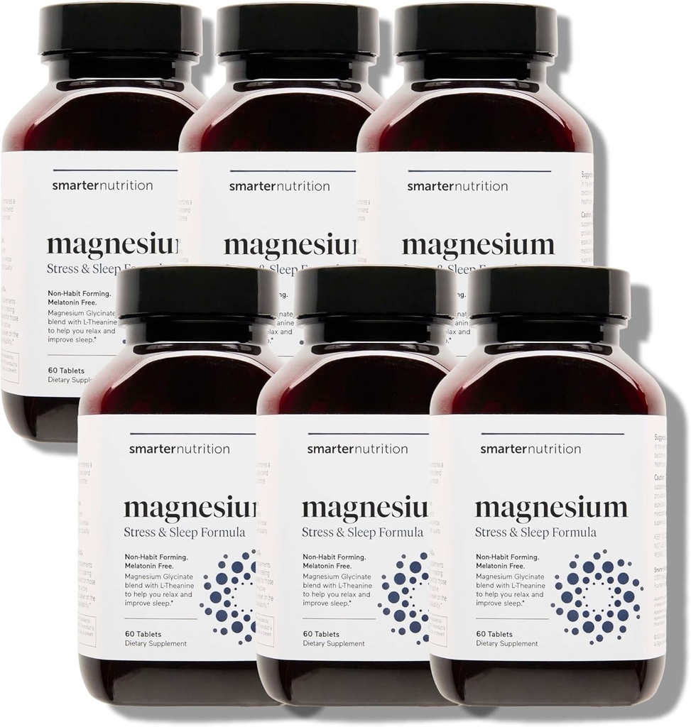 Akıllı Beslenme Magnezyum Kompleksi - Chelated Glycinate + Citrate, Malate for Sleep, Relaxation, Muscle & Nerves + Klinik olarak Proven L-Theanine, Non-GMO-360 Tablet[180-Day Supply]