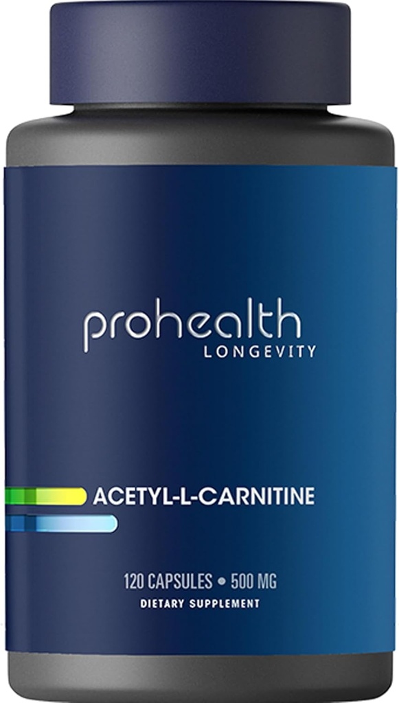 ProHealth Longevity Acetylcarnitine Brain & Heart Health ATM. Bilişsel Koruma ve Kas Bakım için Potent Antioksi. Genç Hücresel Enerjiyi Destekler. Servis başına 500 mg, 120 Hizmet